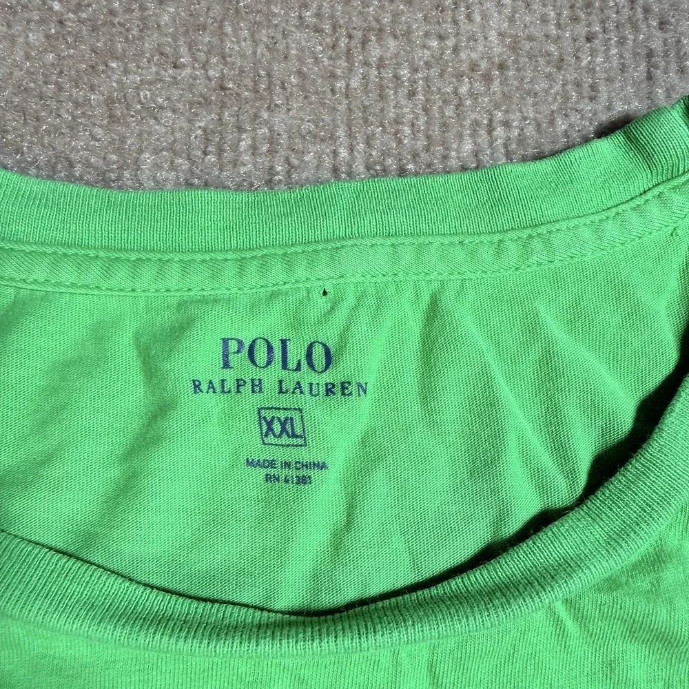 Polo‎ Ralph Lauren XXL Shirt Mens Green Pocket Tee Red Pony Logo Cotton 2XL
